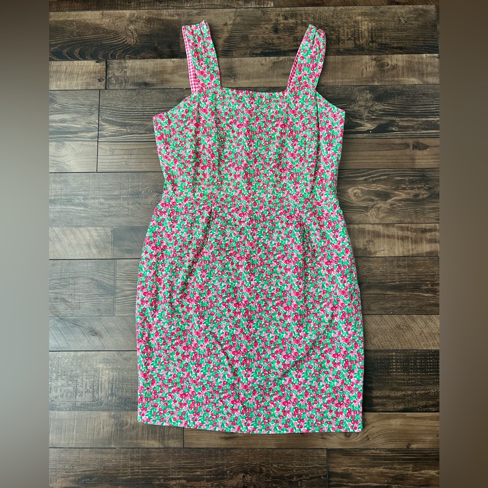 Vintage White label Lilly Pulitzer Pink & Green Roses Dress Size 12